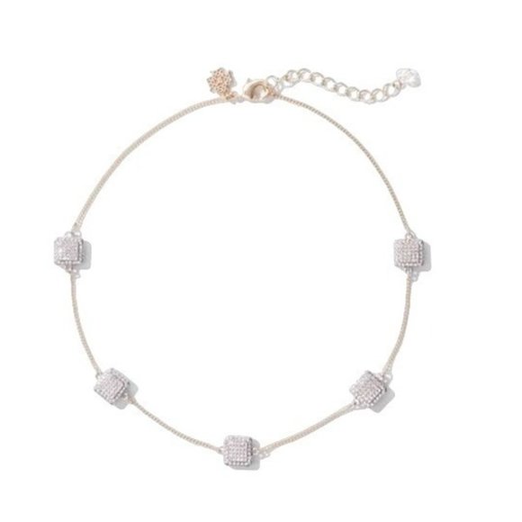 White House Black Market Gold Chain & CZ Neutral Necklace Romantic Luxury NEW - Picture 2 of 11